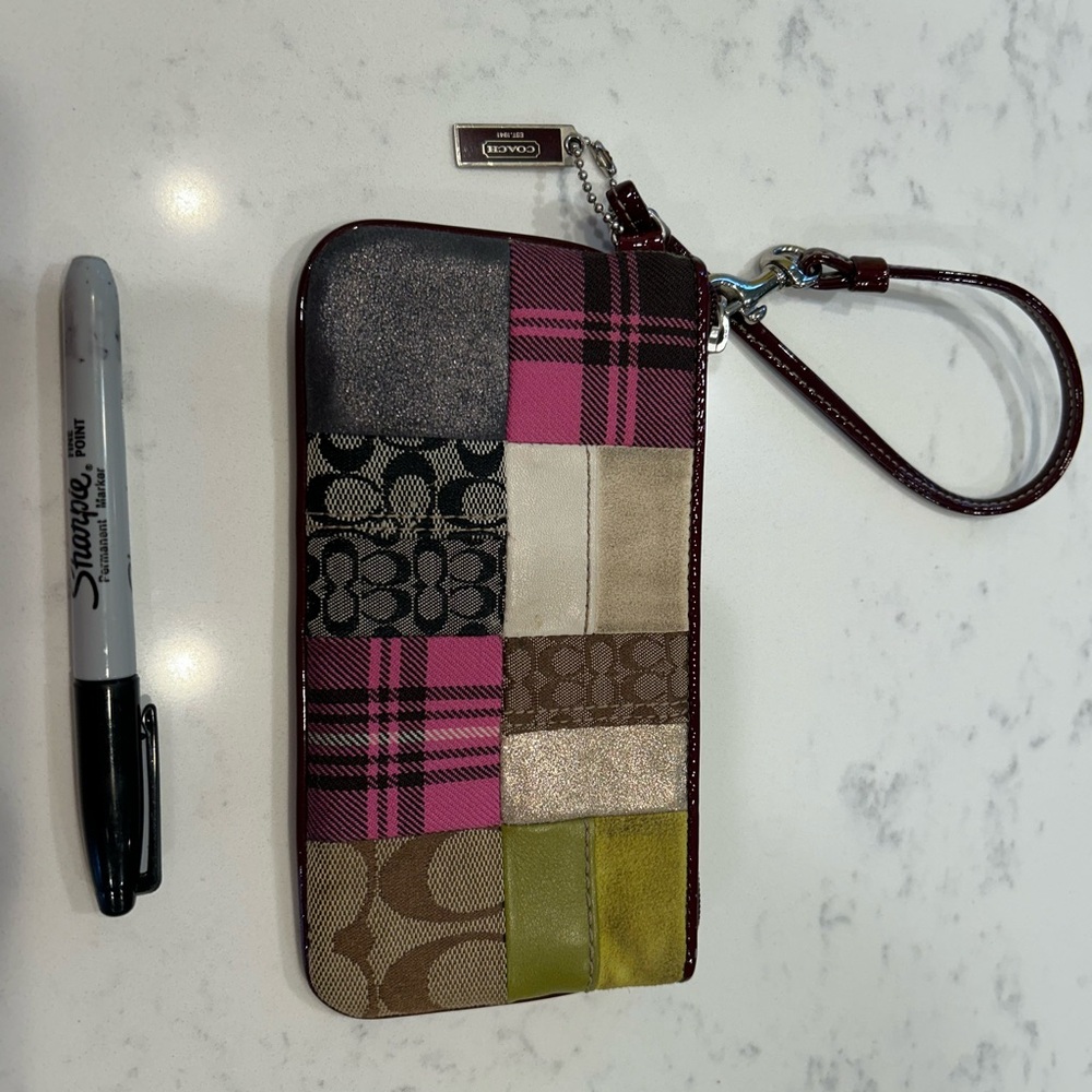 Vintage Coach Multicolor Patchwork Wristlet